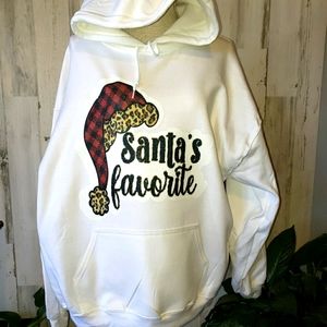 Large Gildan white sublimate glittery hoodie